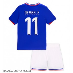 Francia Ousmane Dembele #11 Prima Maglia Bambino Europei 2024 Manica Corta (+ Pantaloni corti)